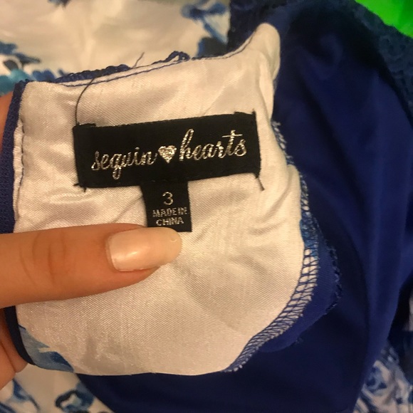 Windsor prom/ pageant dress blue floral two piece - Picture 3 of 3